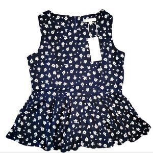 NWT RELISHED SLEEVELESS PEPLUM FLORAL BLOUSE SZ. M